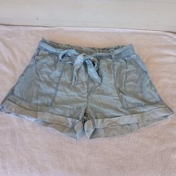 Aerie linen shorts high rise light blue Sz L for women's 