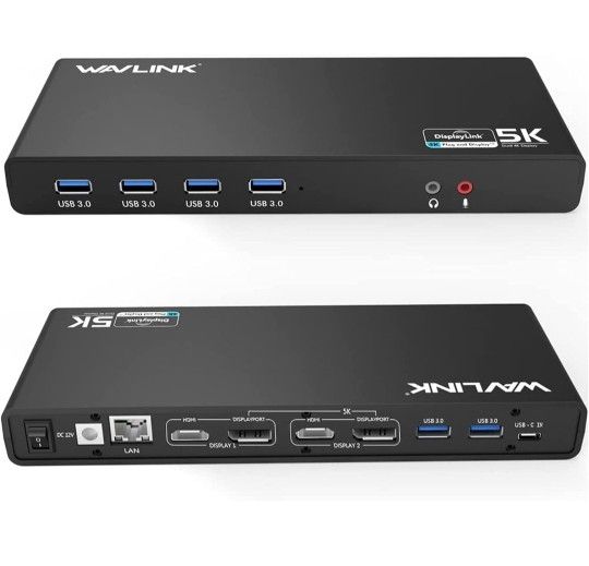 USB C Docking Station Dual Monitor, Dual 4K HDMI & Displayport, DisplayLink Docking Station for MacBook M1/M2, Dell, Lenovo, HP, Acer, Asus (Gigabit E