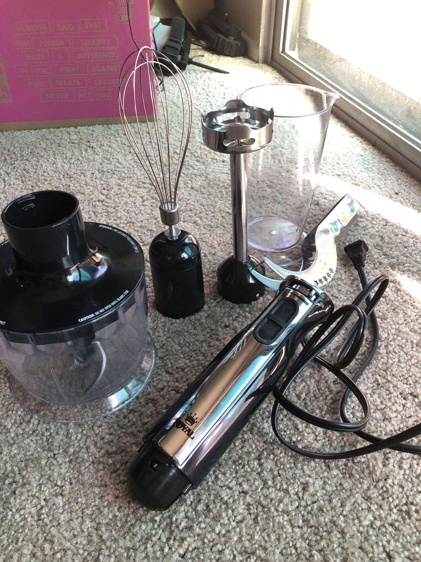 Royal hand blender set (With food processor, hand mixer, immersion blender, whisk, Tongs etc)