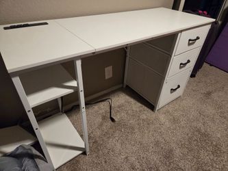 Reversible computer desk with usb/outlets