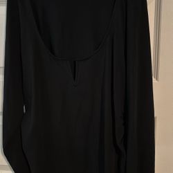 Navy Blue V-Neck, Long Sleeve Shirt