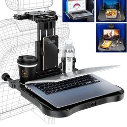 Car Seat Tray Table - Foldable Car Kids Passenger Roadtrip Eating Food Backseat Travel Trays Dinning Working Laptop Desk with Non-Slip Pad/Phone/Table