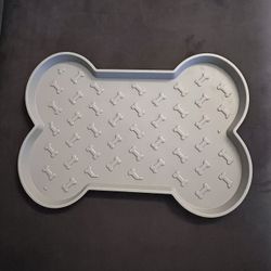 Bone Shape Pet Food Mat - Grey