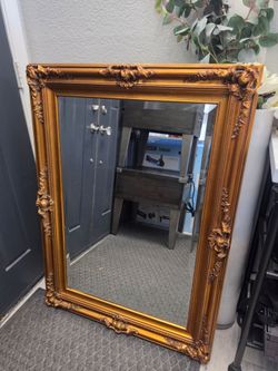 Large Ornate Gold Wall Mirror - Vintage Baroque Style (32" x 44")