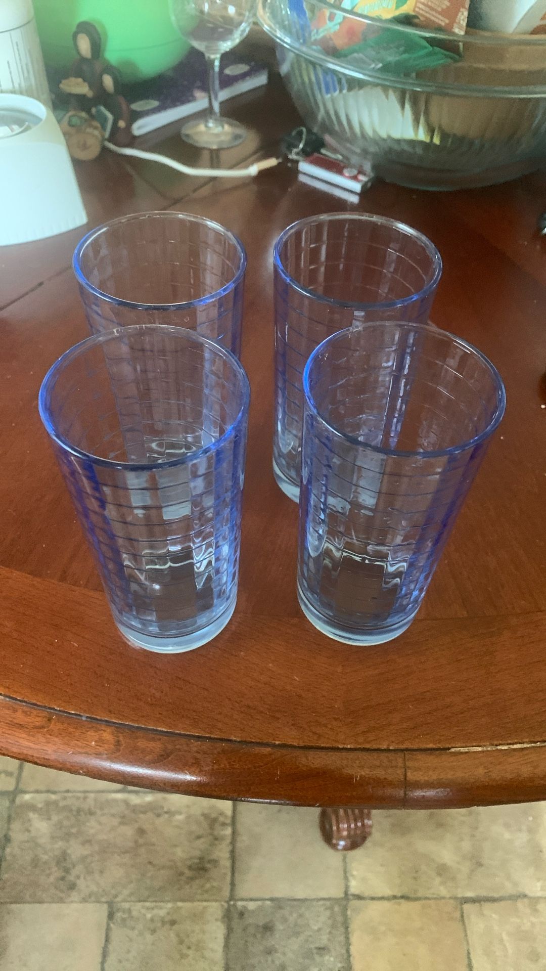 Vintage Pasabahce Blue Optic Windowpane Tumblers 10oz