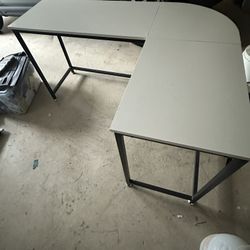 L-Shaped White Computer Desk