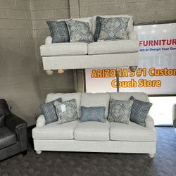 Cream Linen Sofa And Love Seat Set 