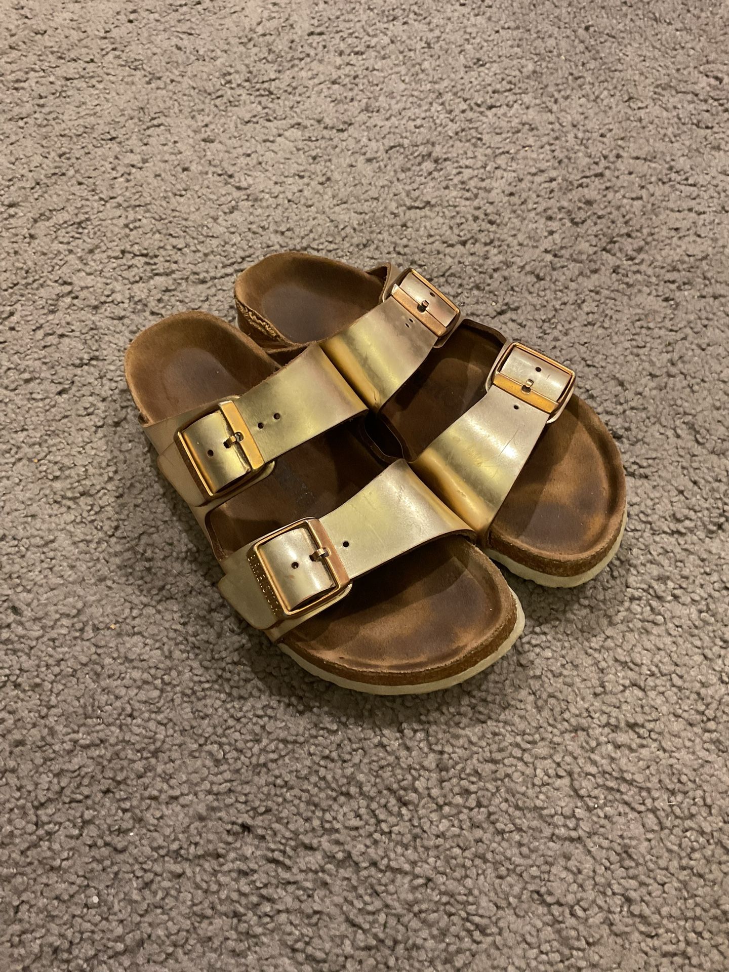 Birkenstock Vintage Gold Leather Metallic Sandals Slides Shoes sz 37