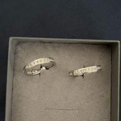 Sterling Silver with Diamond Inlaid Hoop Earrings