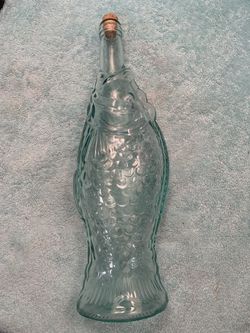 Vintage fish shape wine bottle from Italy with original cork