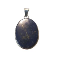  925 Fine Sterling Silver Stamped Genuine Lapis Lazuli AAA Pendant 1 3/3 11g