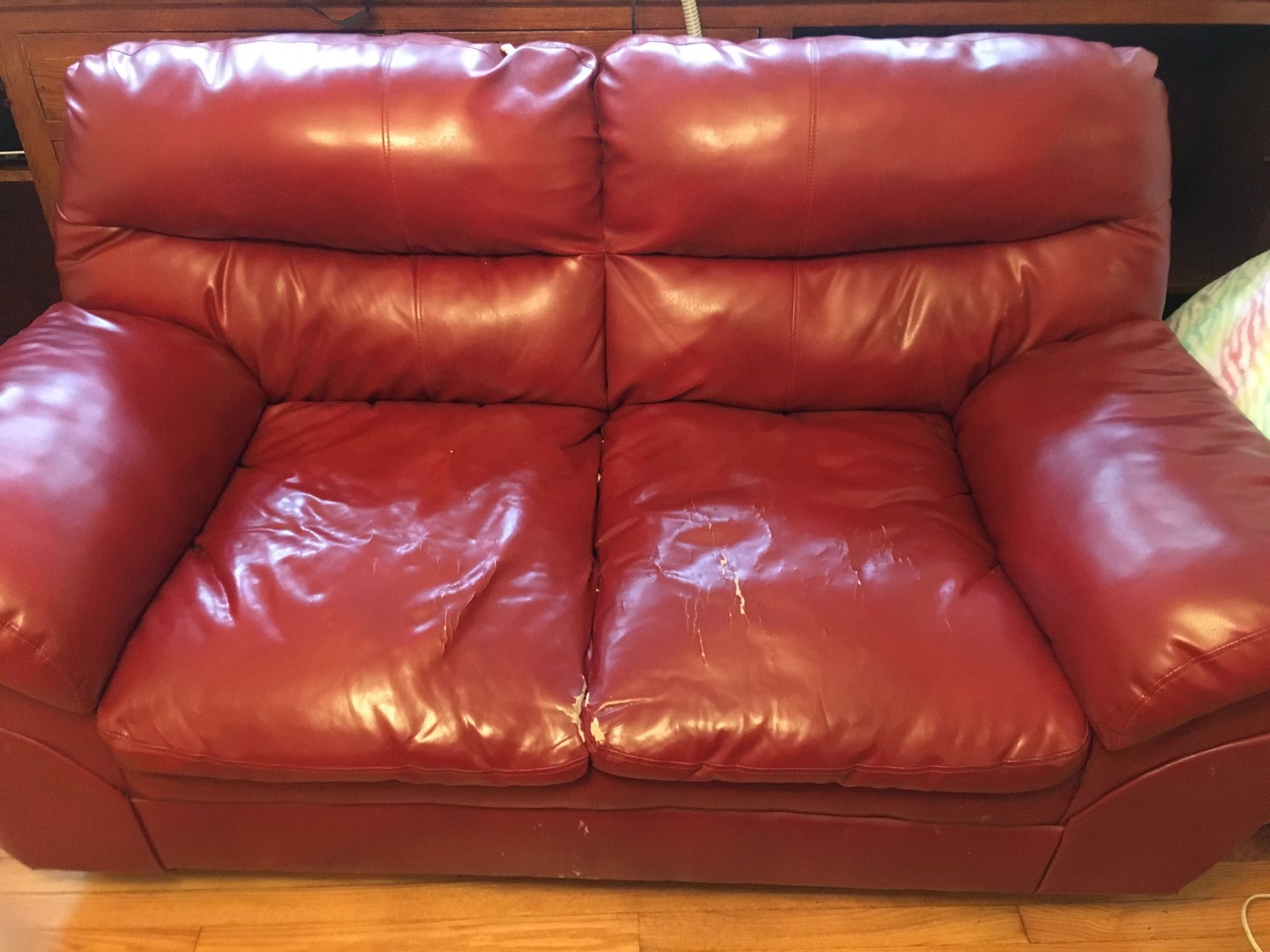 Red leather couches