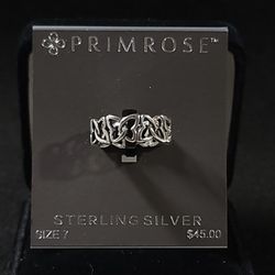 Sterling Silver Primrose Butterfly Band Ring Size 7 New 