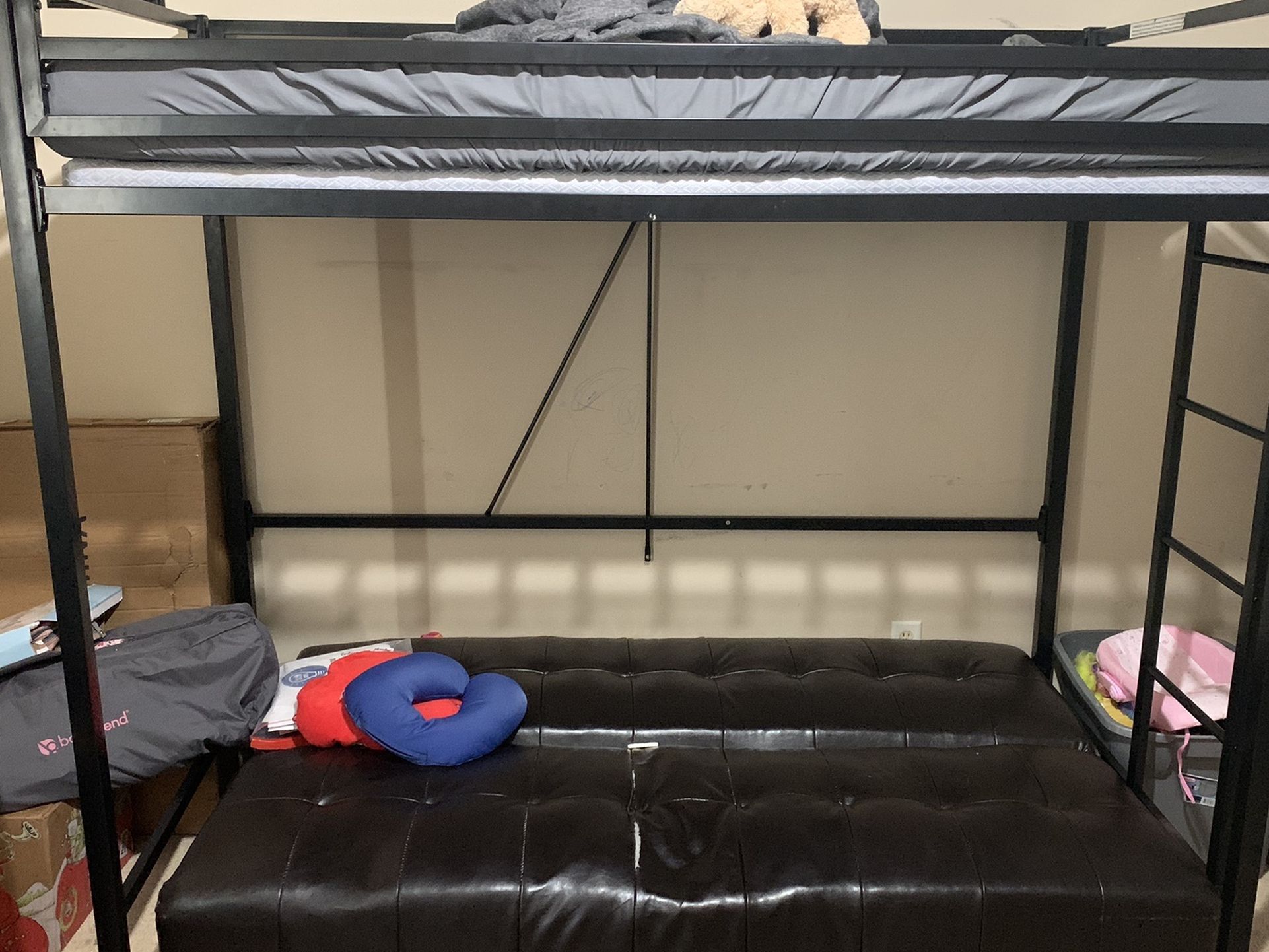 Free Twin Bunk Loft Bed With Futon And Caddy Computer Desk