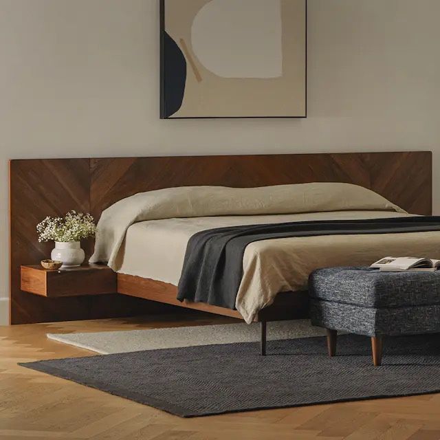 Nera King Low Profile Bed With Nightstands Set - Walnut