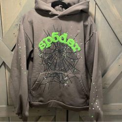 Sp5der Grey Green Web Hoodie Size [S/M/L] Streetwear Spider Design