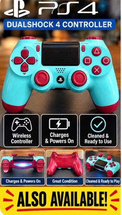Sony PS4 DualShock 4 Wireless Controller – Custom Turquoise & Pink – Charges & Powers On