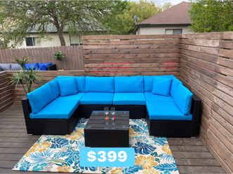 Outdoor Rattan Sectional Sofa Set with Coffee Table
