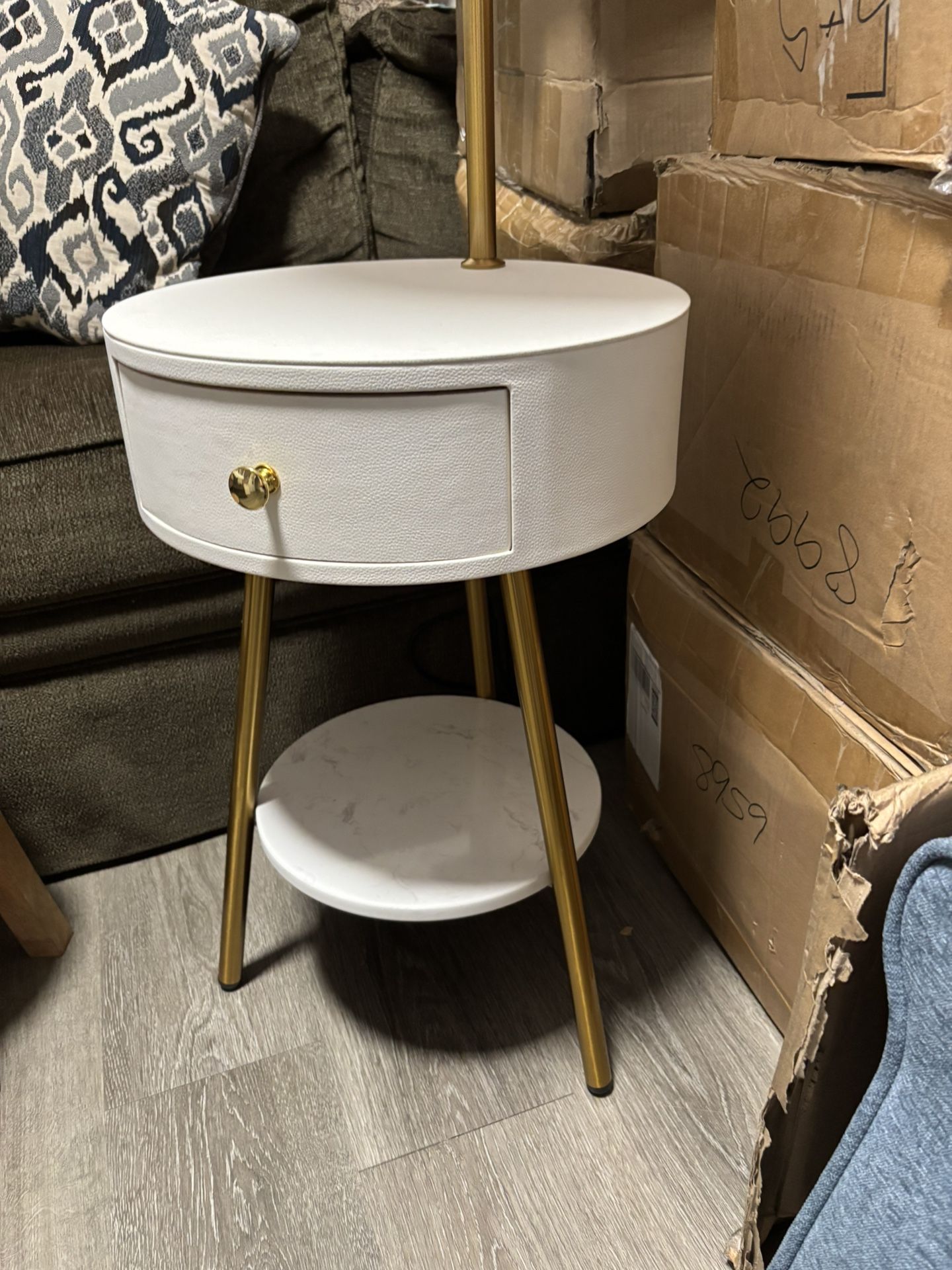 Lamp end table Wood With marble shelf
