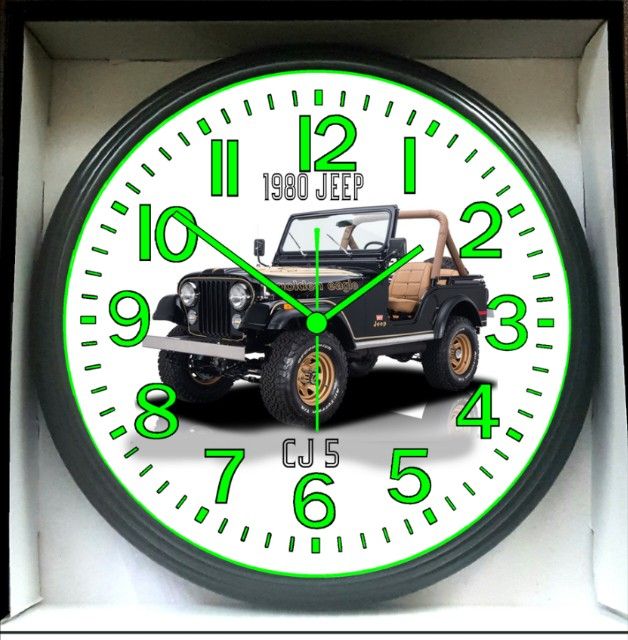 1985 Jeep CJ5 Glow In The Dark Wall Clock New!