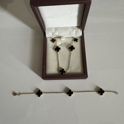18K Gold Necklace, Bracelet and Earrings  Set