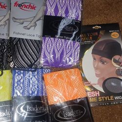 Fishnet Stockings Various Colors And A Mesh Wig Stocking Cap 