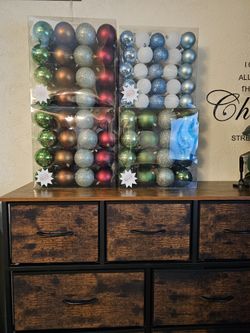 SHUTTER PROOF CHRISTMAS BALLS DECORATIONS, NEW,3 DIFFERENT SET AVAILABLE $20 EACH SET

$20 each set

Set A- 50pcs 60mm white/blue glitters combination