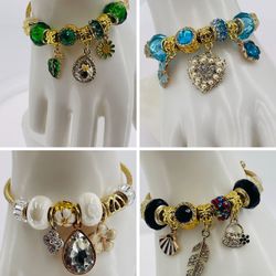 Brazaletes pandora acero inoxidable con cuentas y cristales/bracelet $15 EACH