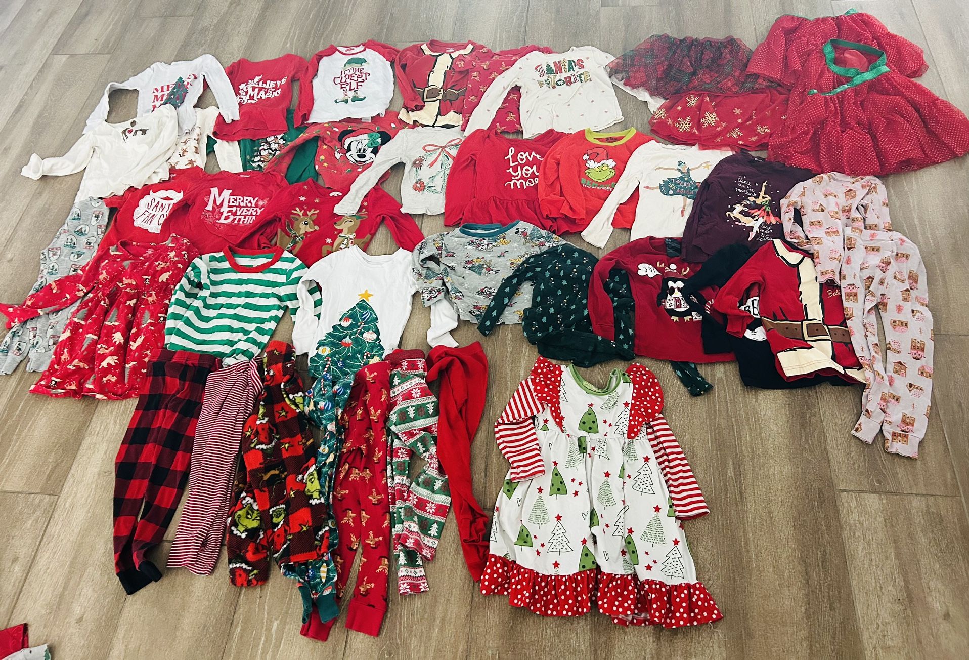 4t Toddler Girl Lot -Holiday Pajamas. Sweaters, Skirts
