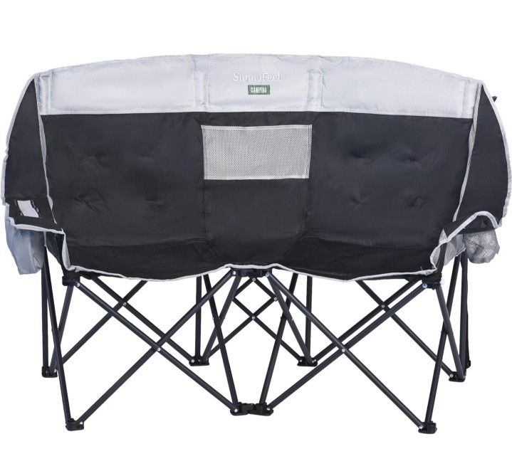 SunnyFeel Folding Double Camping Chair, Oversized Loveseat Chair, Heavy Duty 
