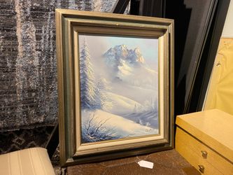 Original Lionel E Dougy Snowy Mountain Scenic Art