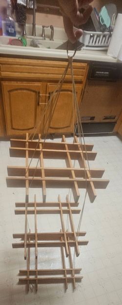 Vintage Multi-Tiered Wooden Grid Hanging Shelf – Boho Plant Hanger