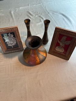 $20 - 5 piece Persian, middle east housewares, three vasestwo pictures