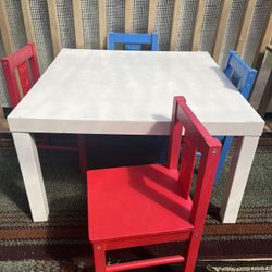 Children table and four chairs