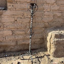 Antique Wrought Iron Candle Holder Tall