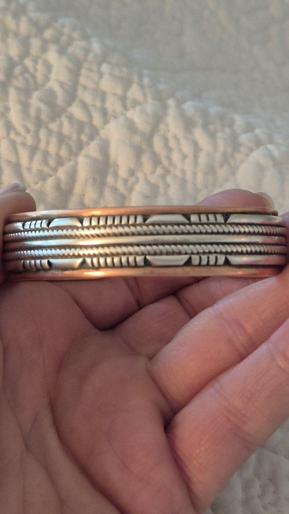 Native WALDECK JOHNSON" WJ" Sterling Silver & Copper Cuff Bracelet