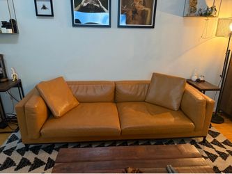 Leather Sofa:  94”L x  35” W x 27”H