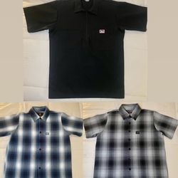 FB County Checkered Flannels/ Ben Davis Short Sleeve Black Zip Up