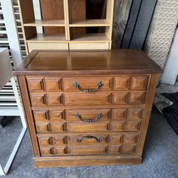 Antique solid wood large 3- drawer dresser. 16 deep x 30 1/2 W x 30 H . 