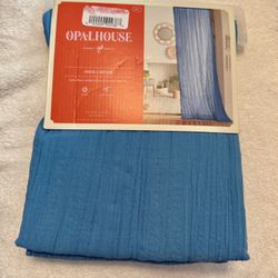Opalhouse 42"x84” Light Filtering Crushed Blue Sheer Curtain Panel 
