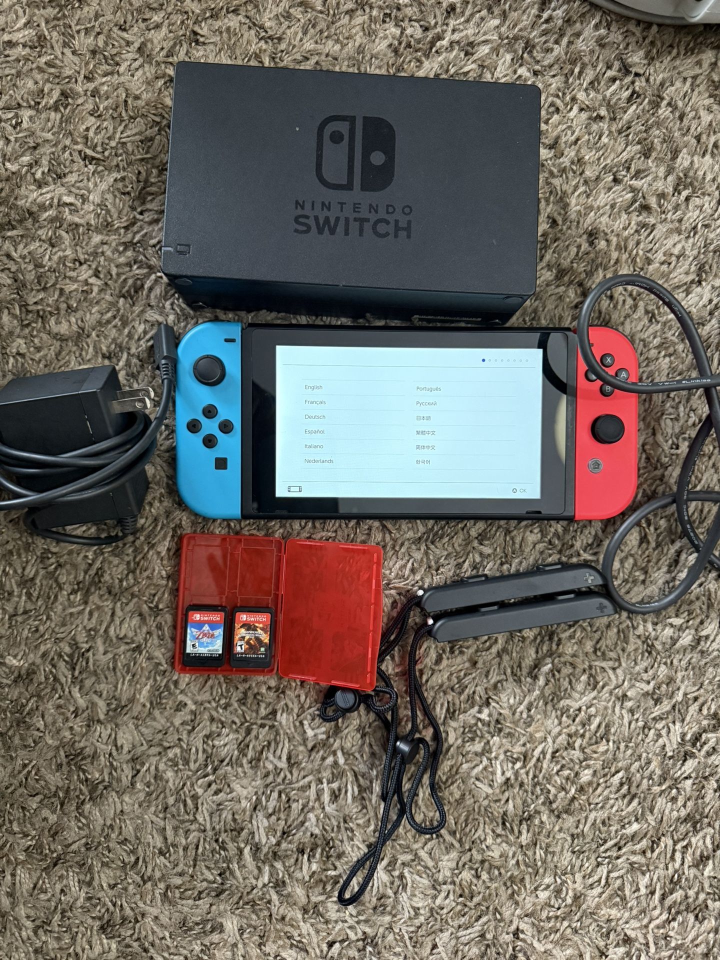 Nintendo Switch With Charger, Dock, 2 Games