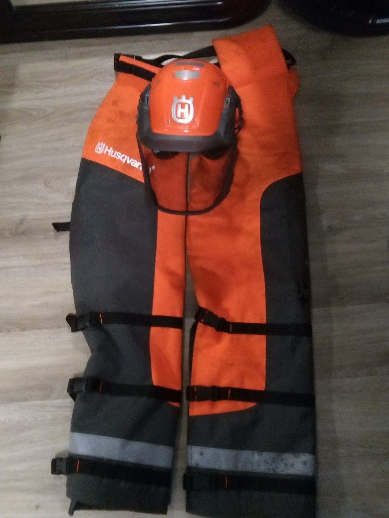 Husqvarna Chaps Hard Hat With Screen Protector And Ear Protectors