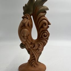 Vintage Rooster Painted Ceramic 12" Chicken Statue