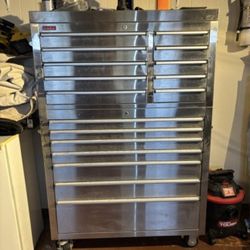 CSPS Large Stainless Steel Rolling Tool Chest (with tools!)