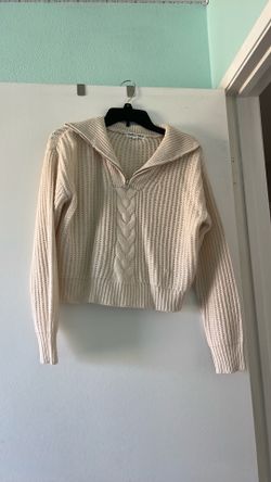 cropped cream sweater zip up