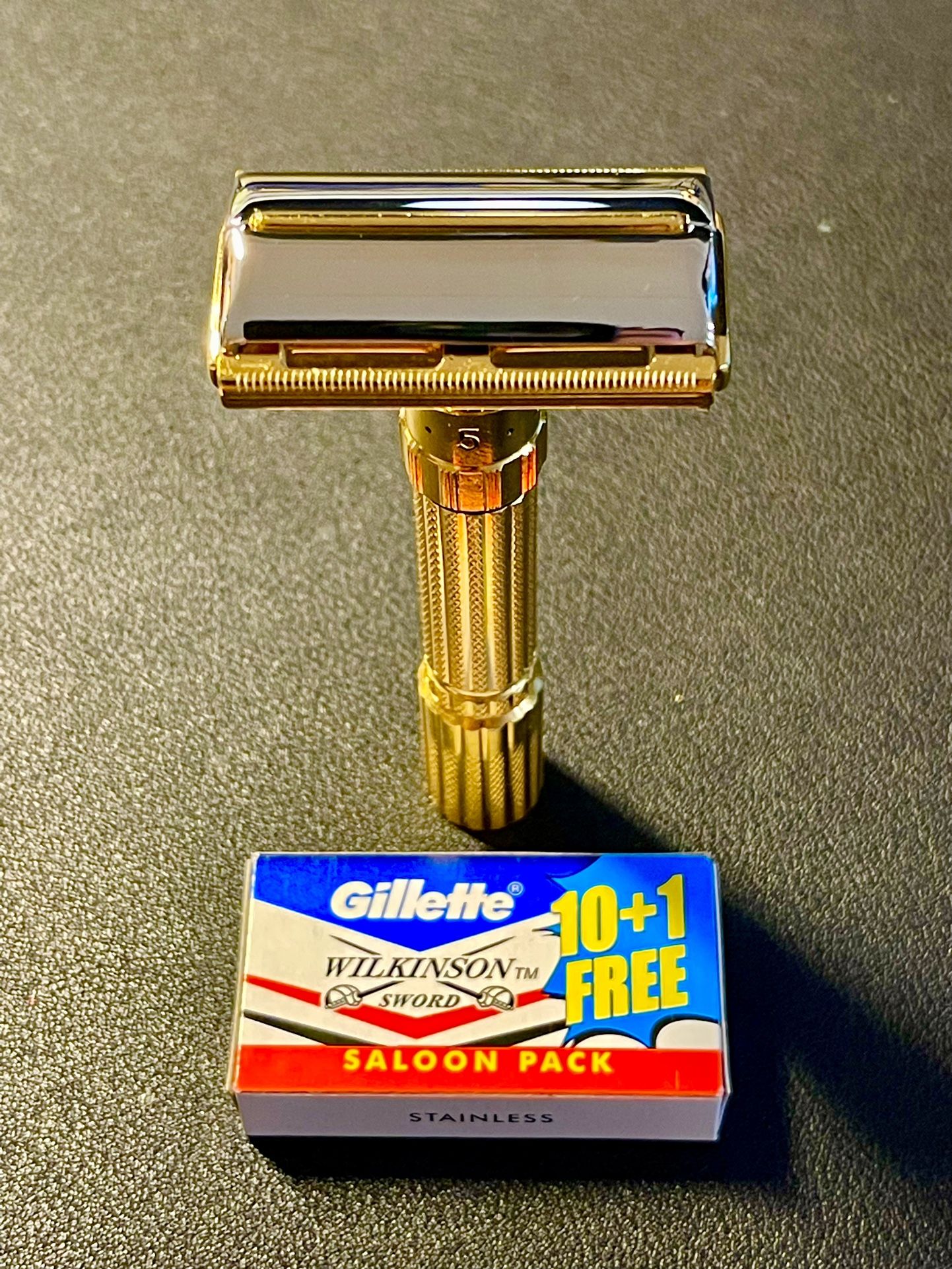 Gillette Fat Boy Razor 1959 Refurbished Replated Palladium 24k Gold E2