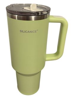 SILICANICE 40oz Stainless Steel Tumbler with Handle Straw Leaf Yellow Insulated