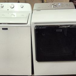 MAYTAG WHITE ELITE TOPLOAD WASHER & ELECTRIC BRAVOS XL DRYER SET