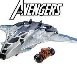 NEW IN BOX!
Rare- Hot Wheels Quinjet Moto Launcher Marvel Avengers Age of Ultron NEW!! 
Includes Iron Man Moto!