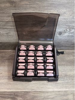 Remington T-Studio Pearl Ceramic Heated Clip Hair Rollers Curlers Set H-9000 Black Pink